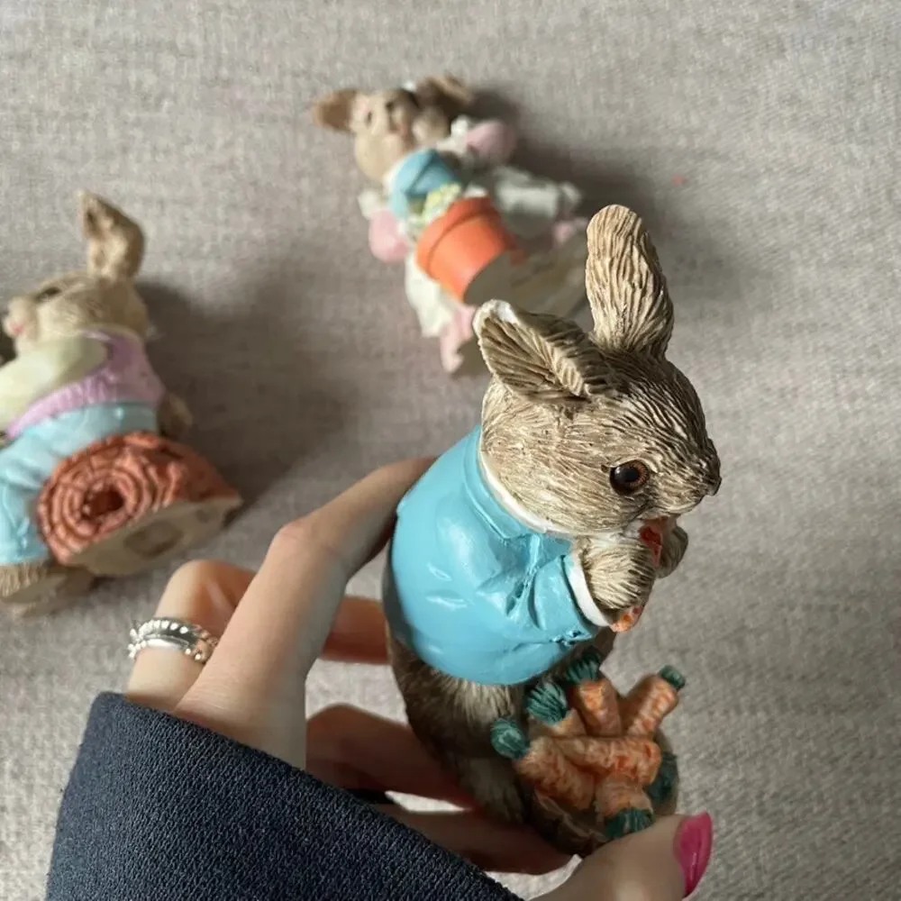 MERVYNS Vintage‎ 1991 Easter Set Of Three Figures Bunny Rabbit Pastel